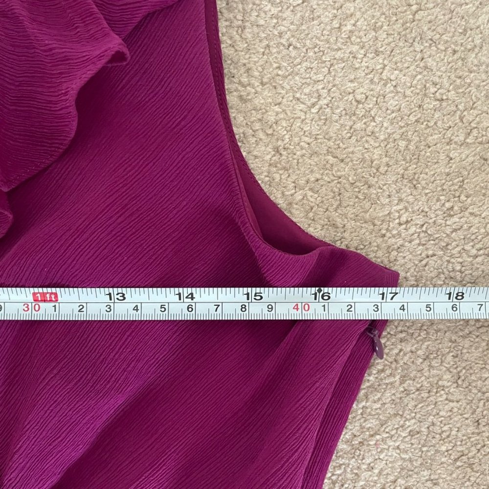 J Crew | Silk Chiffon Ruffle Magenta Dress - Size 6 - Picture 11 of 13